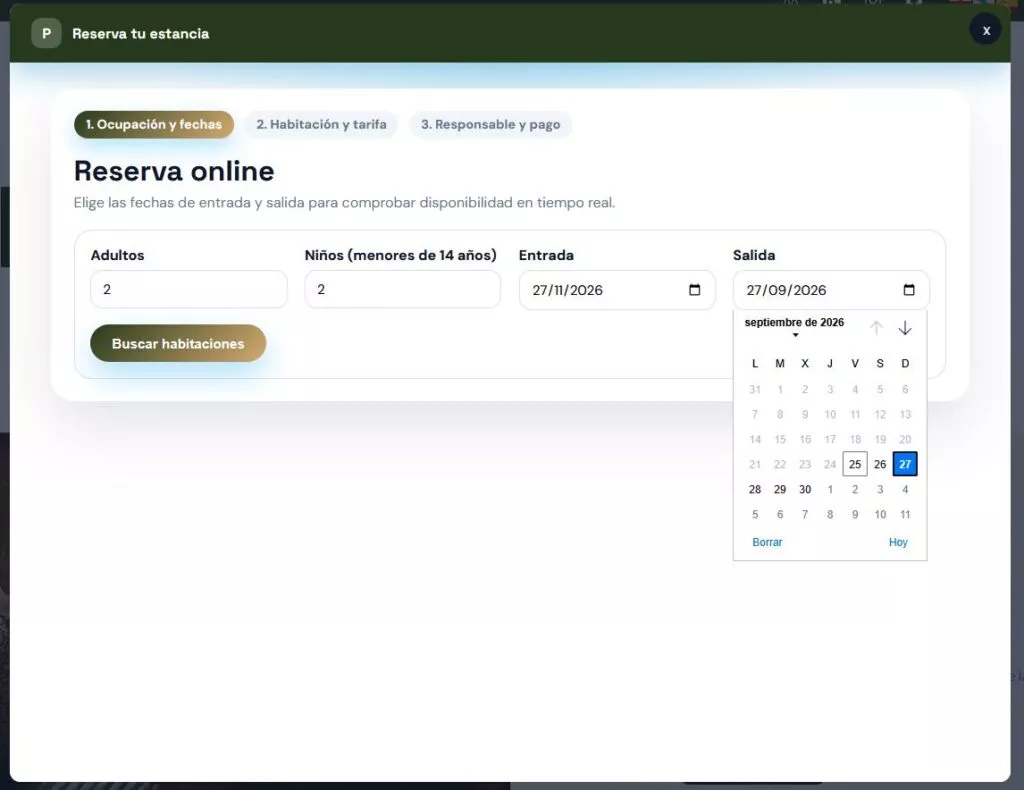 Panel de reservas del PMS Alóxame